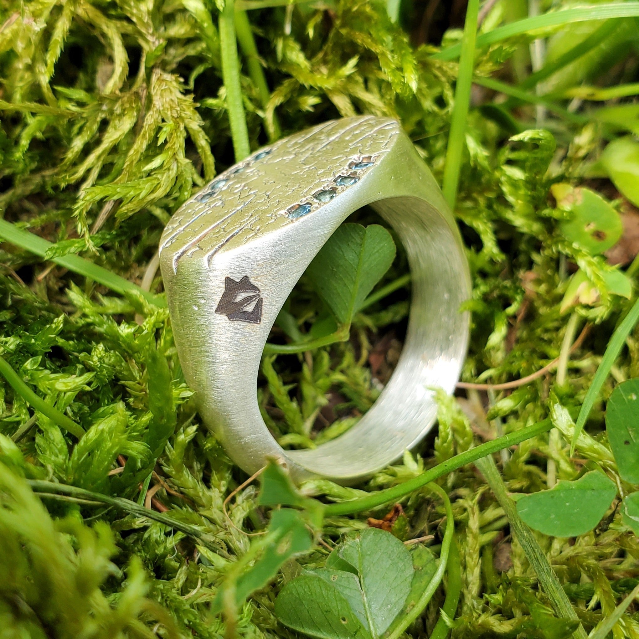 Blue Sapphire Engraved Signet