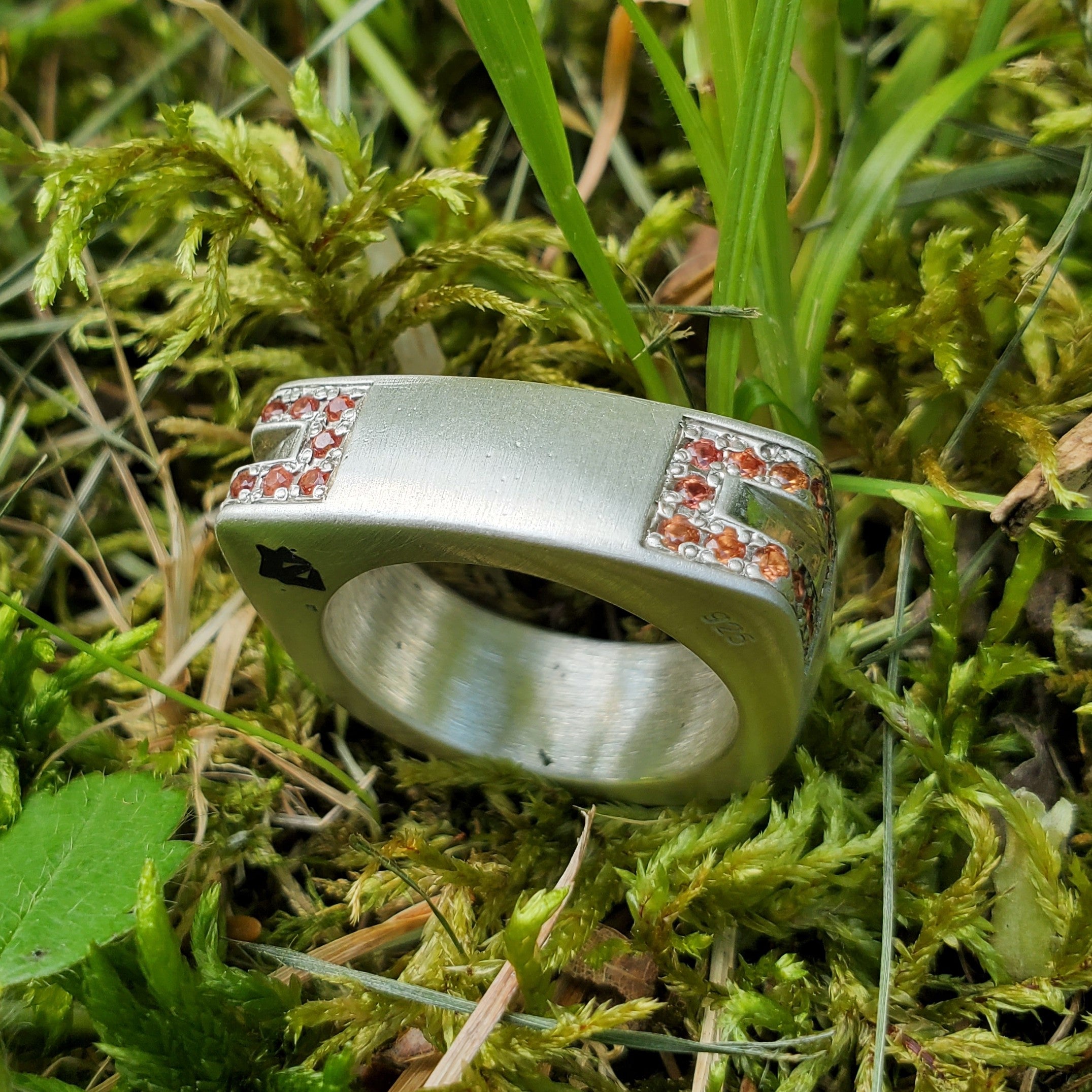 Orange Sapphire Channel Signet