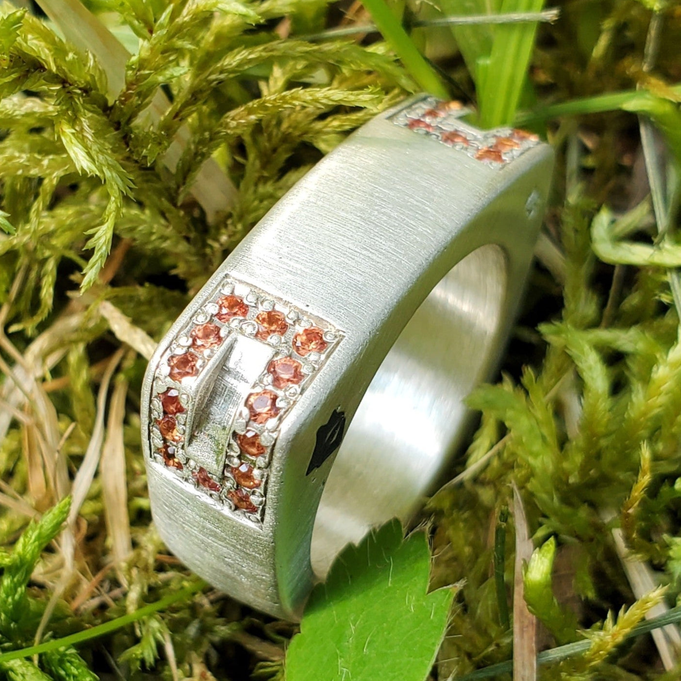 Orange Sapphire Channel Signet