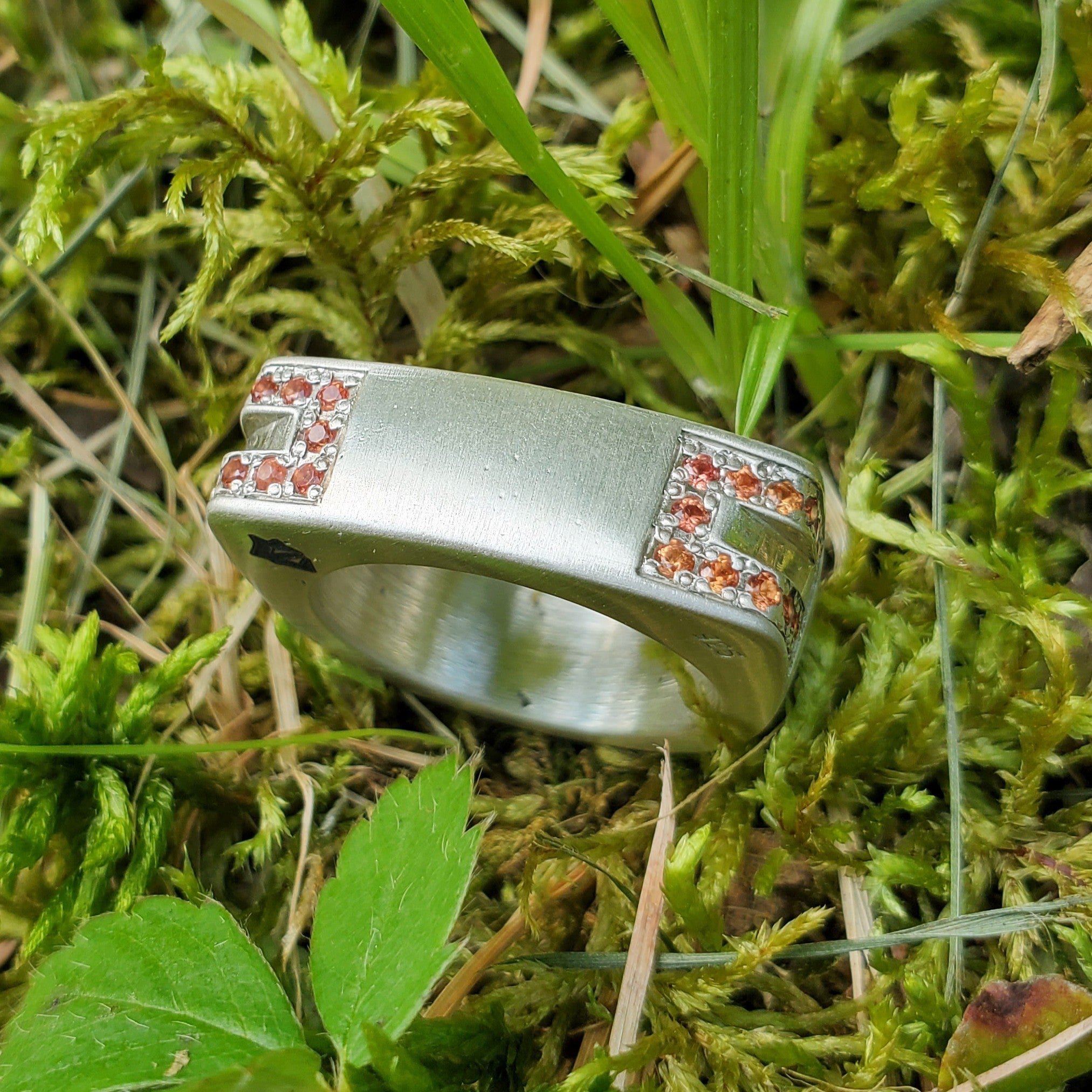 Orange Sapphire Channel Signet
